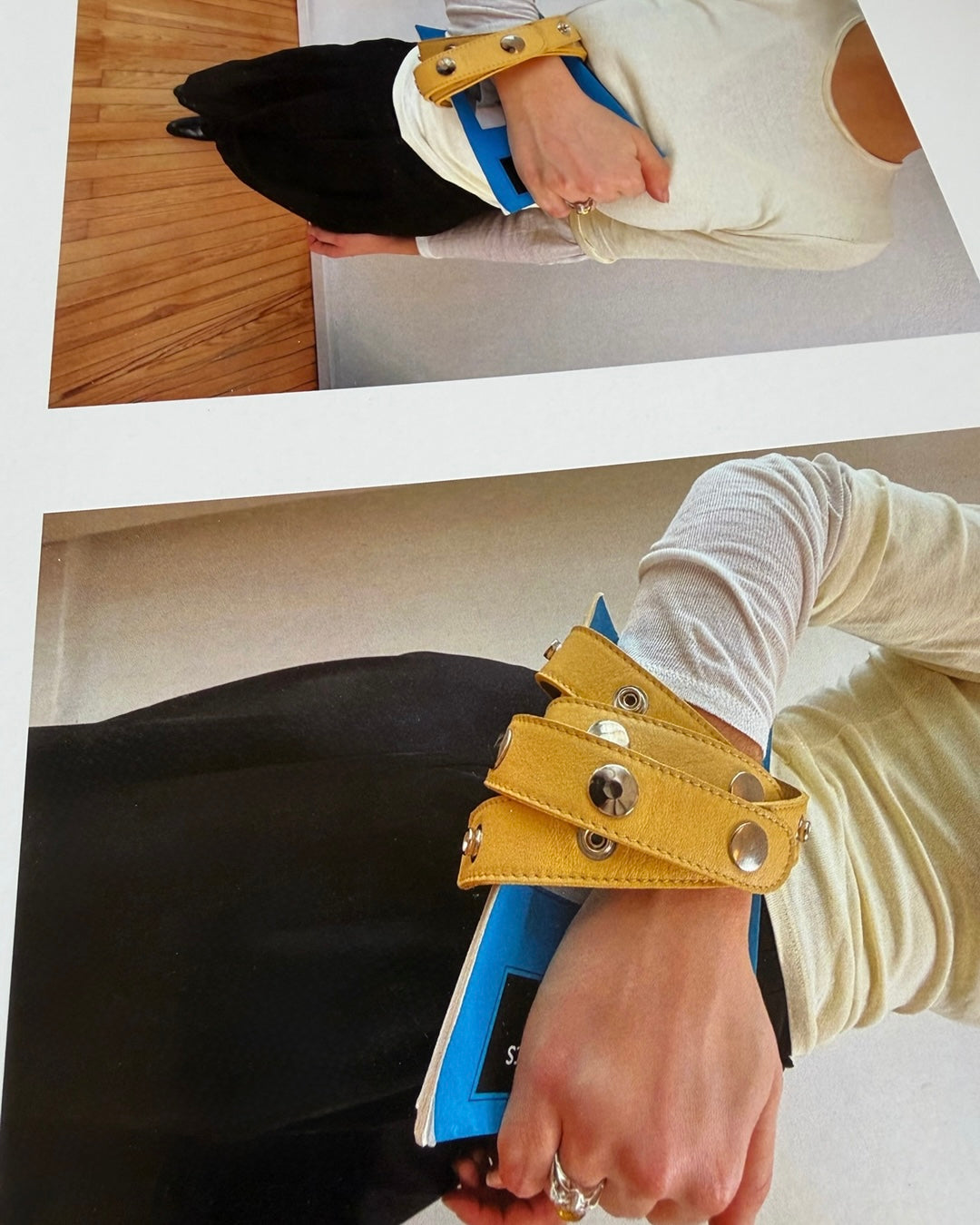 Cinturón Click Ajustable en piel Napa - Amarillo Mantequilla