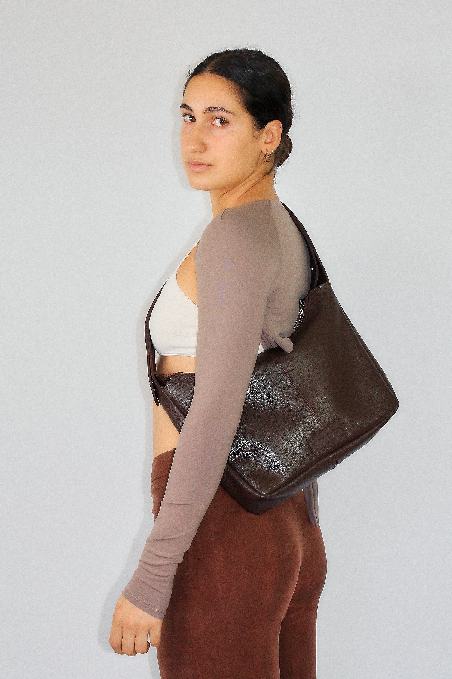 Tika Bag in Grained Nappa Leather - Chocolate