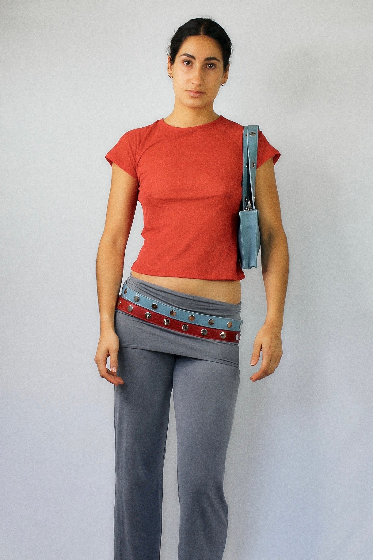 Adjustable Click Belt in Nappa Leather - Red