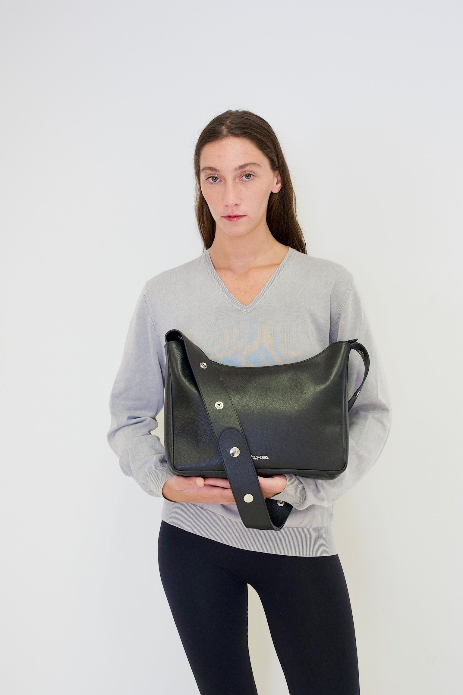 Bolso Tika en piel Napa graneada - Negro