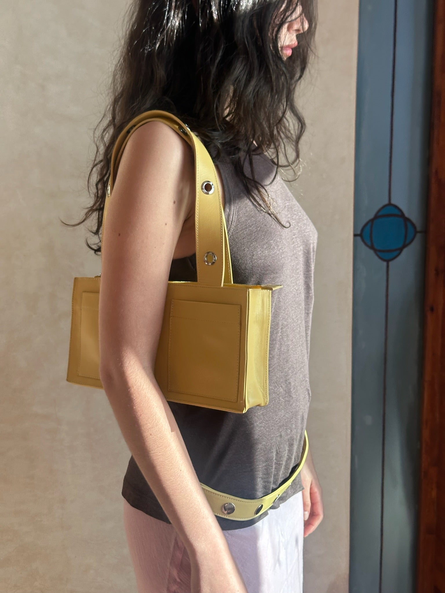 Adjustable Click Belt in Nappa Leather - Butter