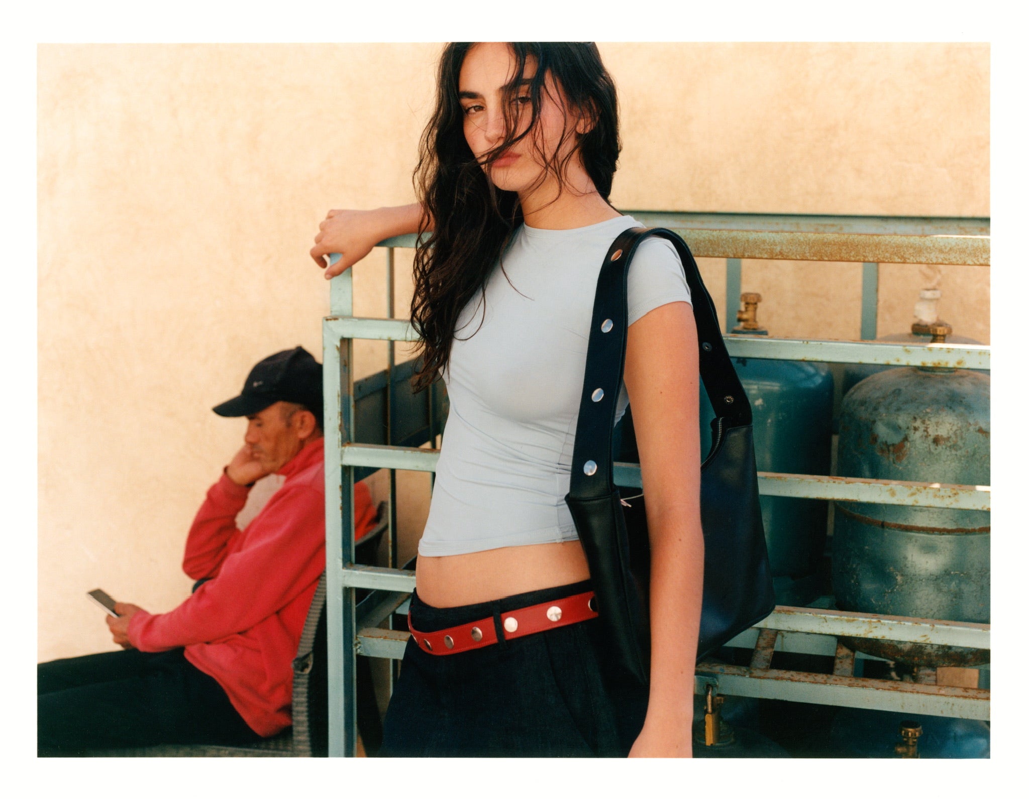 Adjustable Click Belt in Nappa Leather - Red