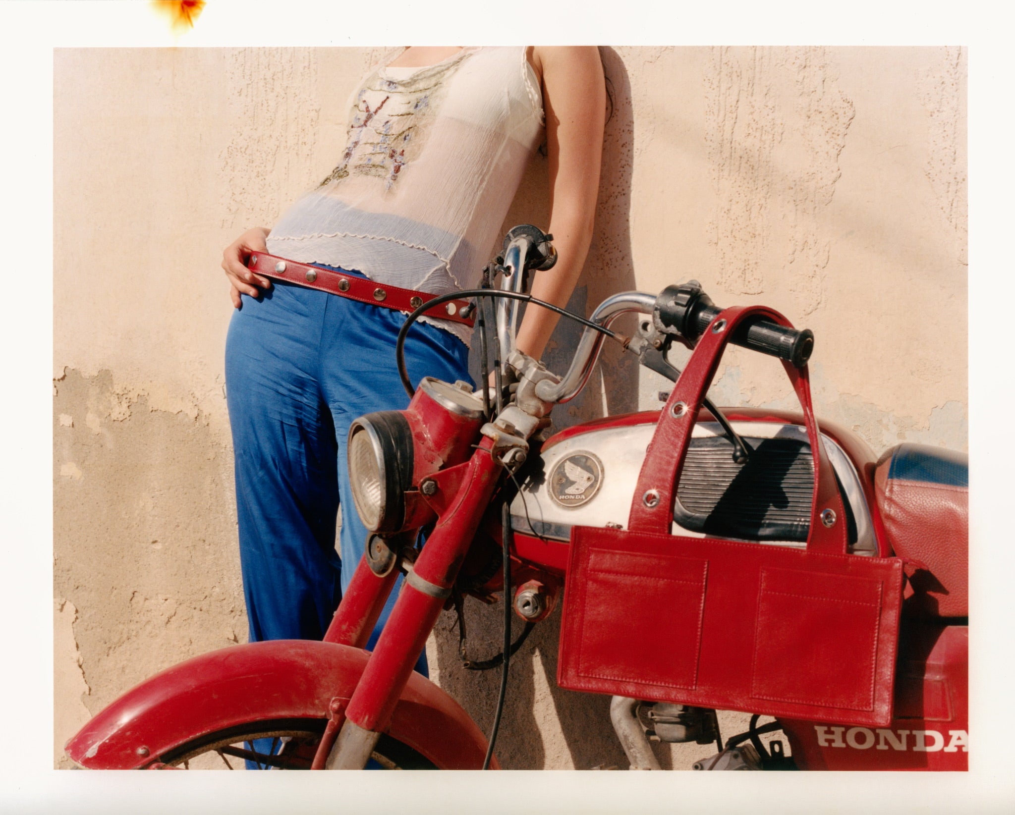 Adjustable Click Belt in Nappa Leather - Red