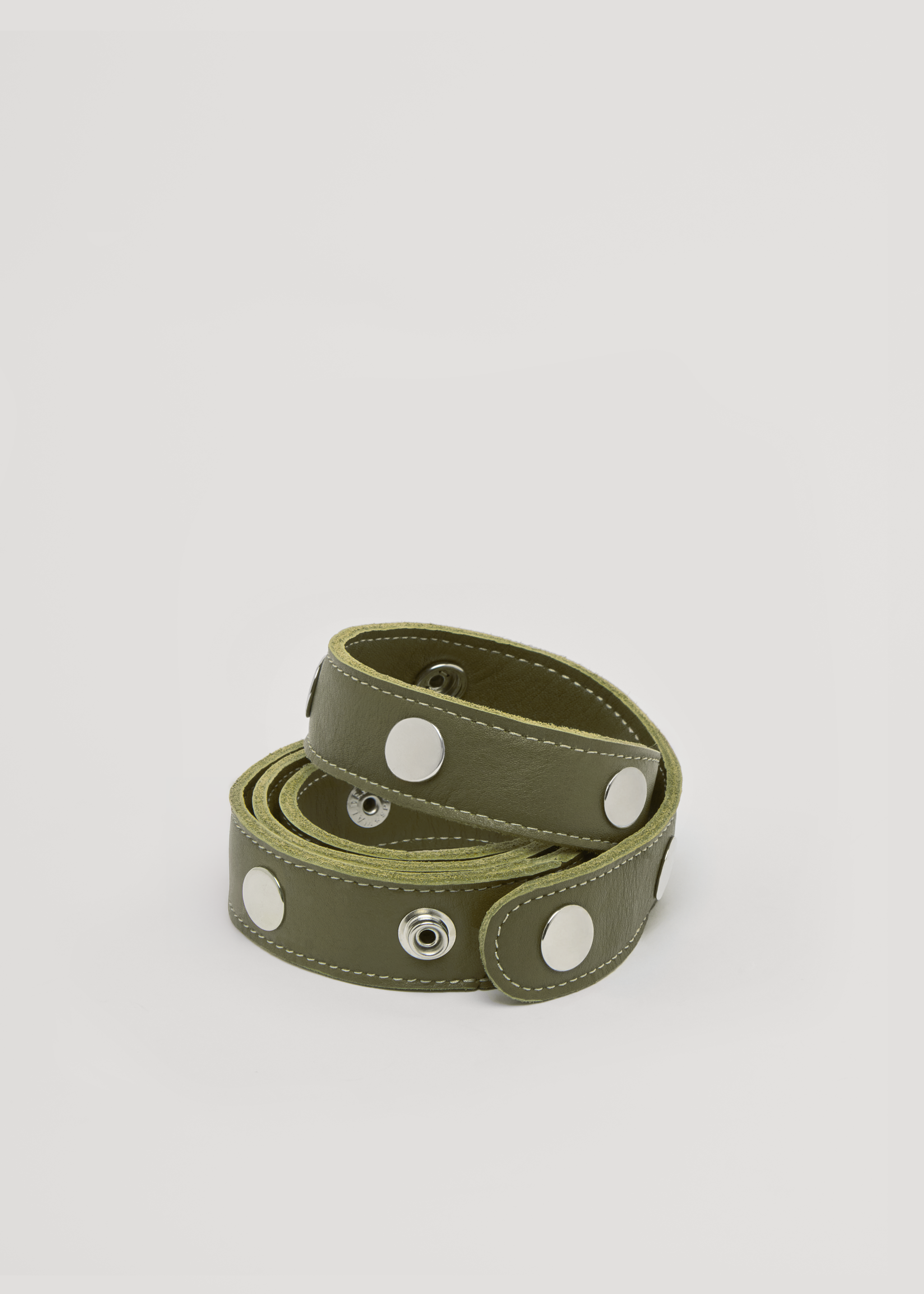 Adjustable Click Belt in Nappa Leather - Khaki
