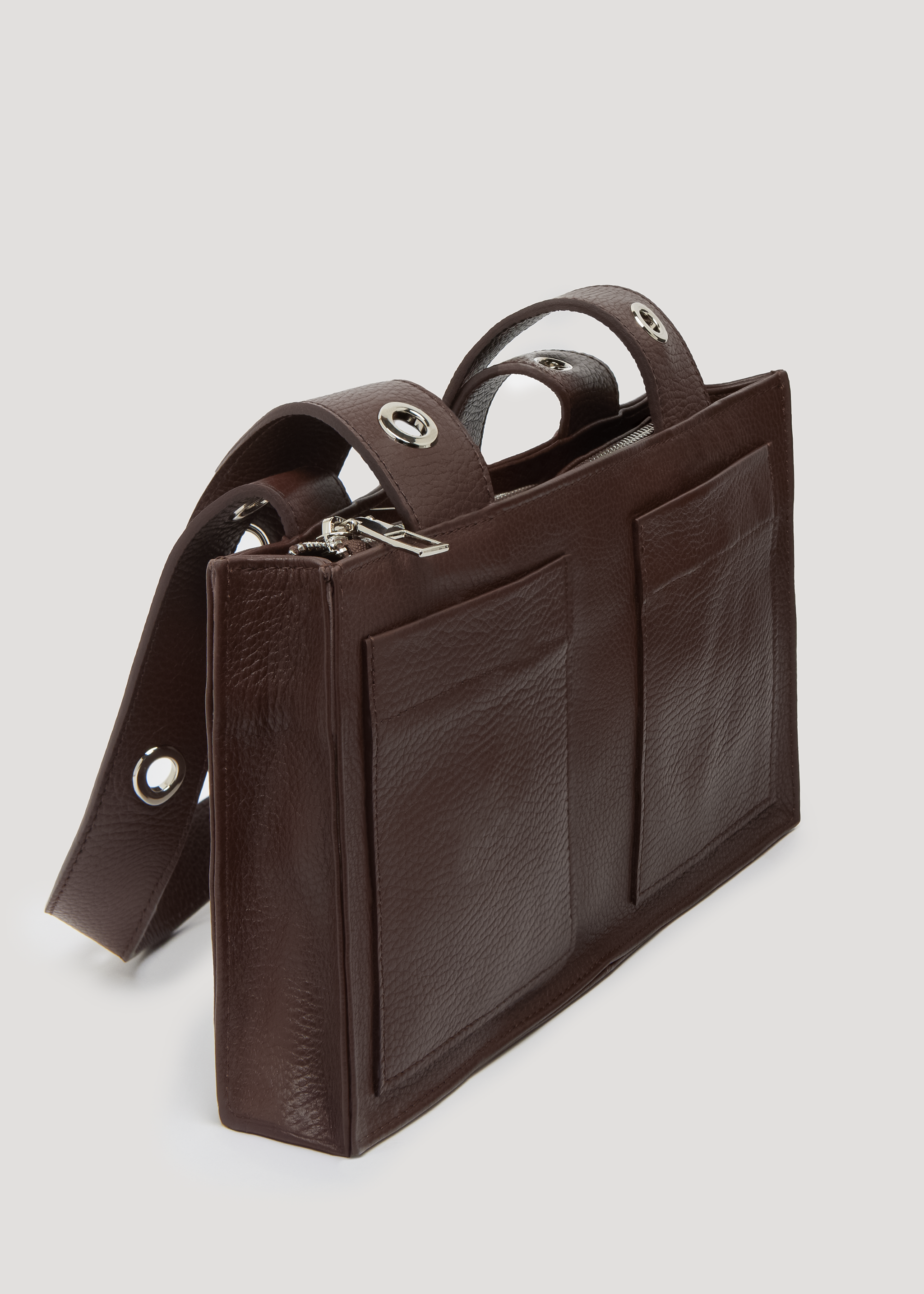 Mini Muse Bag in Grained Leather - Brown