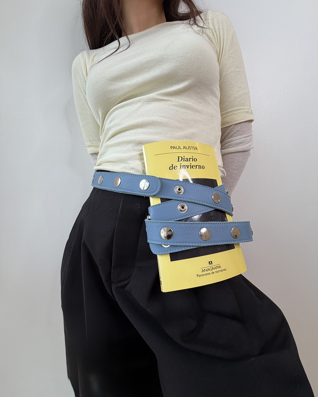 Adjustable Click Belt in Grained Leather - Brown