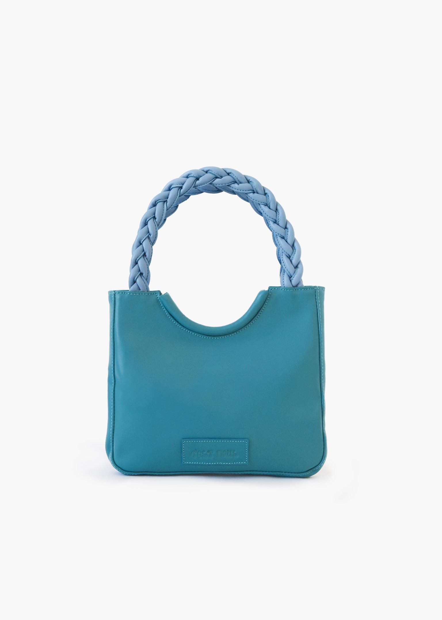 Bolso Trenza en 100% piel - Azul turquesa 