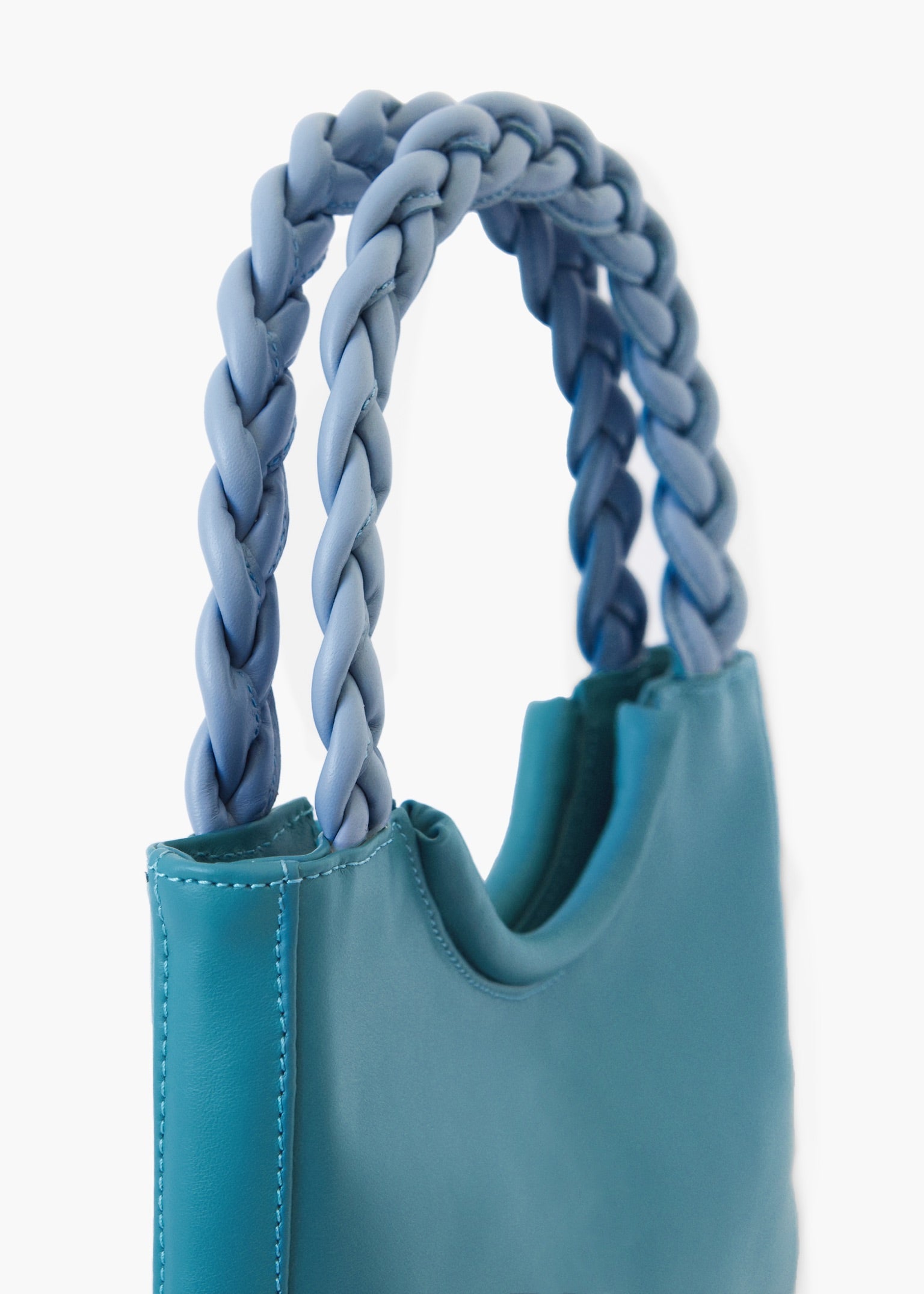 Bolso Trenza en 100% piel - Azul turquesa 