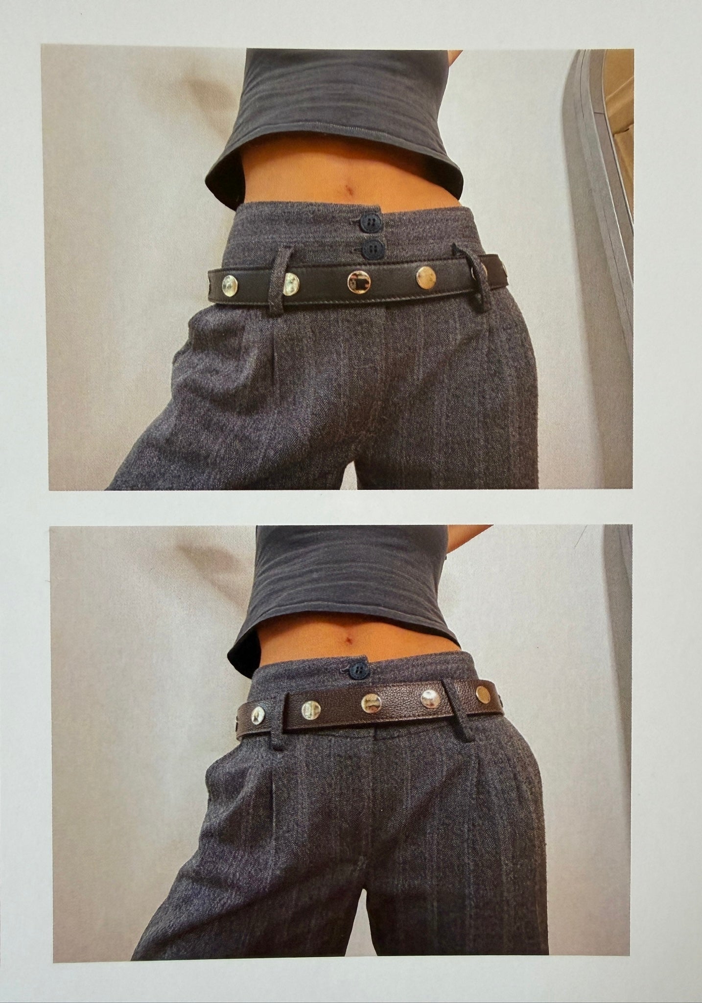 Adjustable Click Belt in Grained Leather - Brown