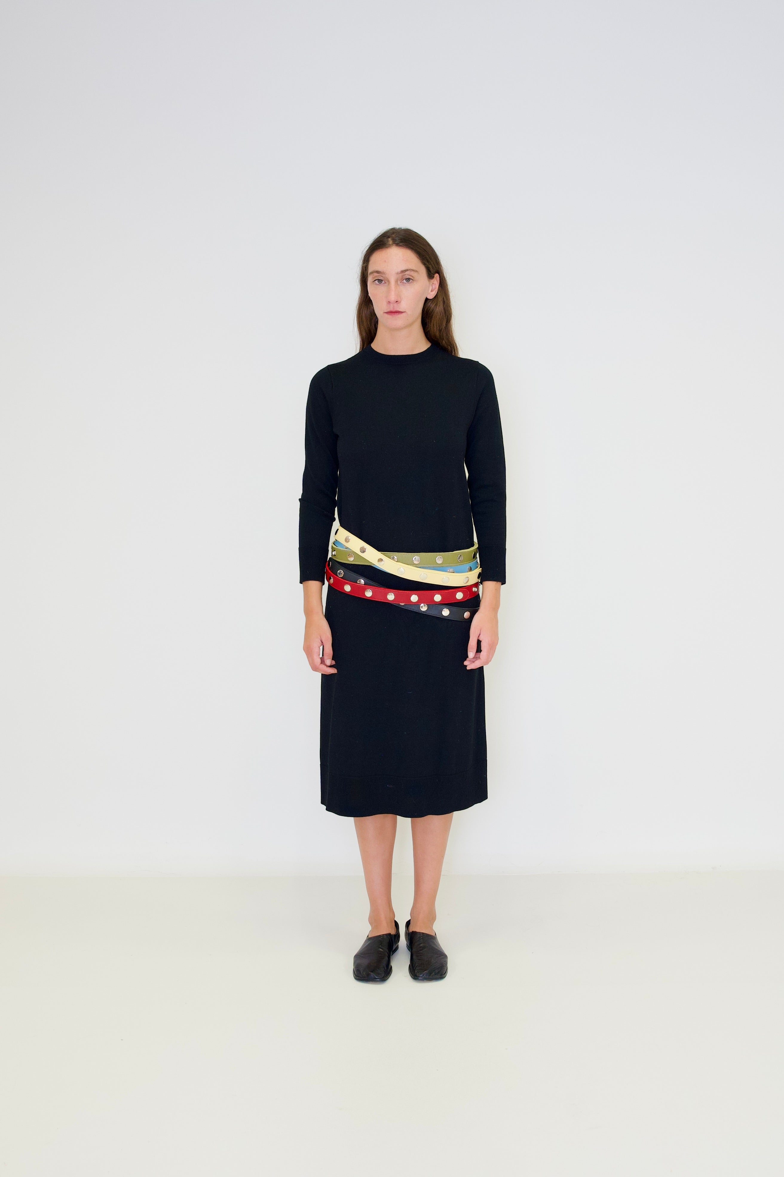 Adjustable Click Belt in Nappa Leather - Khaki