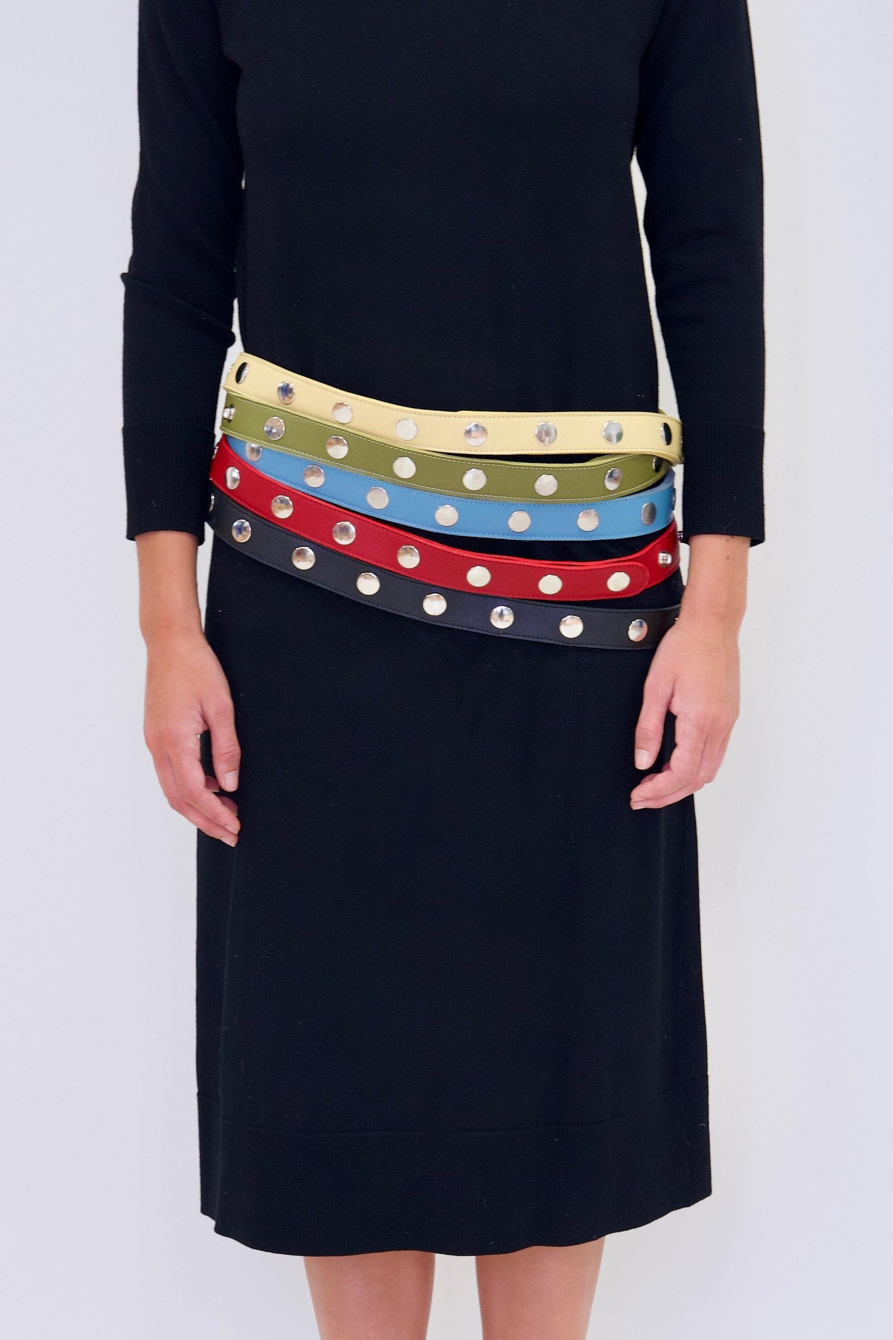 Adjustable Click Belt in Nappa Leather - Red