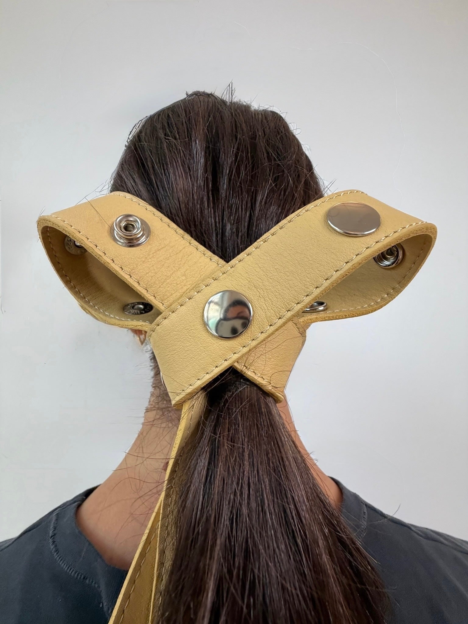 Adjustable Click Belt in Grained Leather - Brown