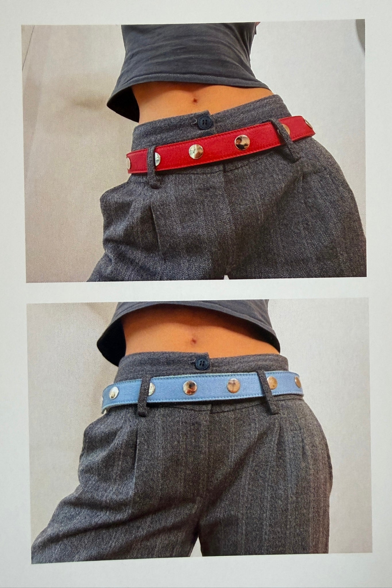 Adjustable Click Belt in Nappa Leather - Red
