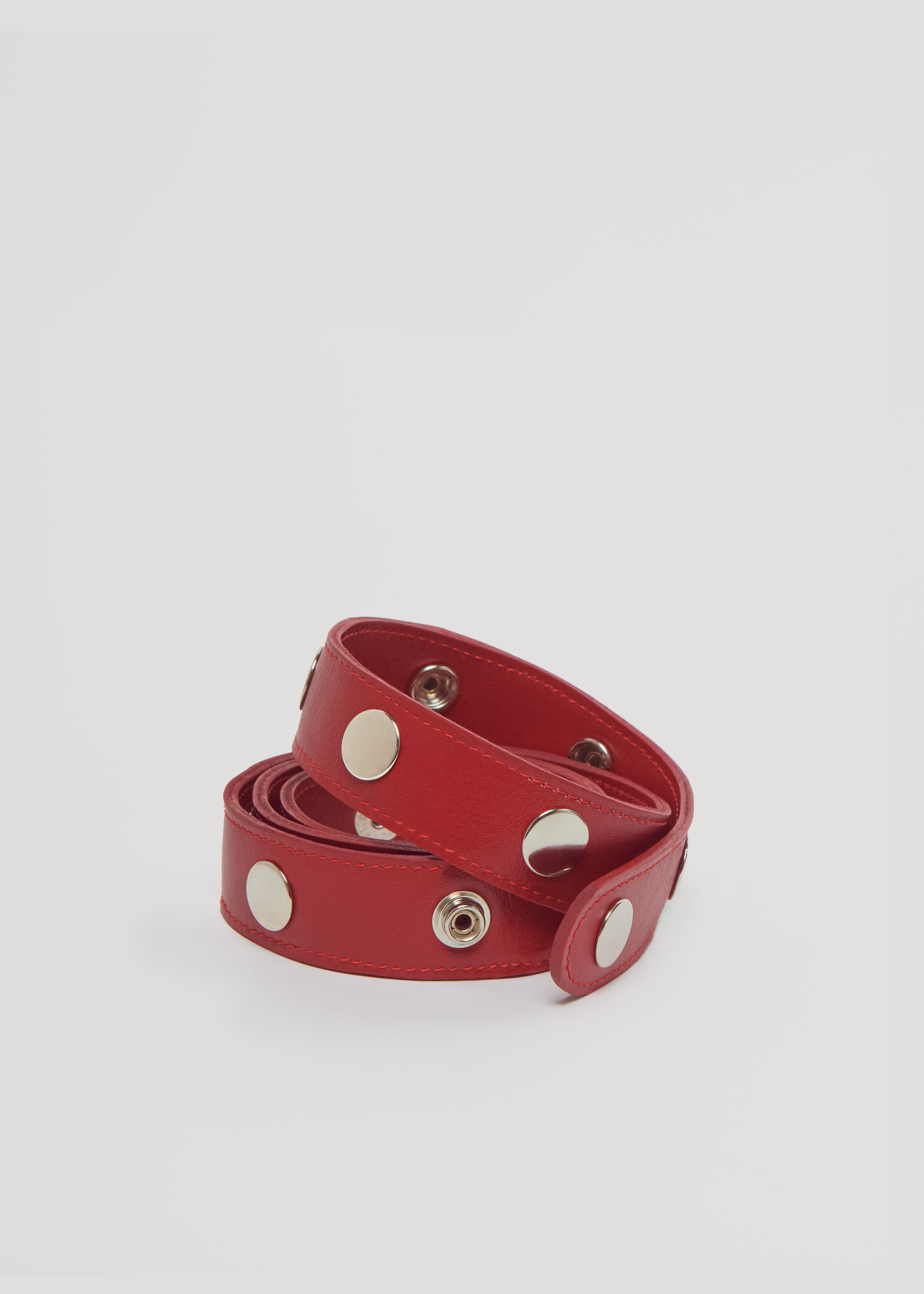 Adjustable Click Belt in Nappa Leather - Red