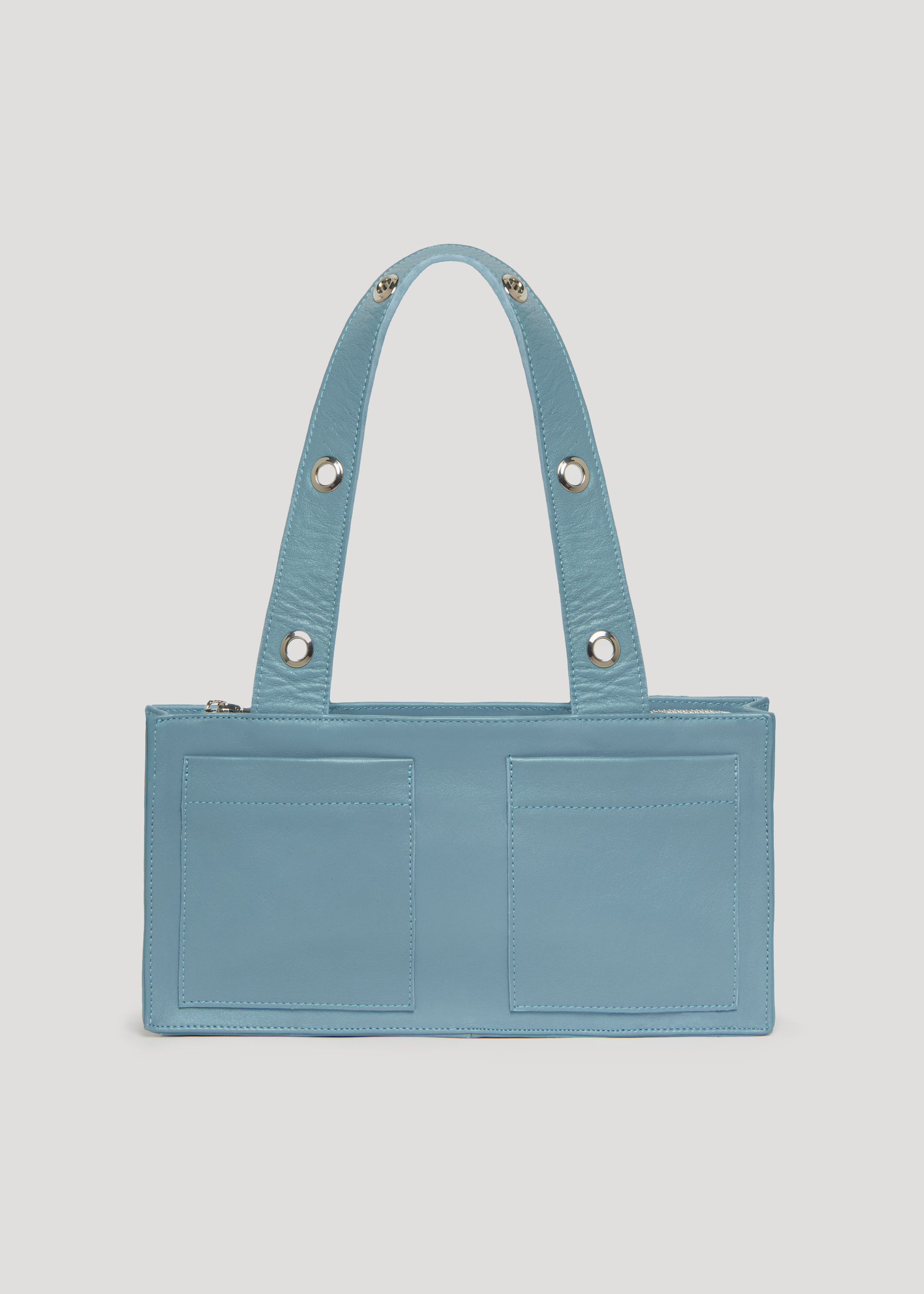 MEDI LEATHER GATHER MINI BAGブルー Ameri（アメリ）の「MEDI LEATHER GATHER MINI BAG（ハンドバッグ