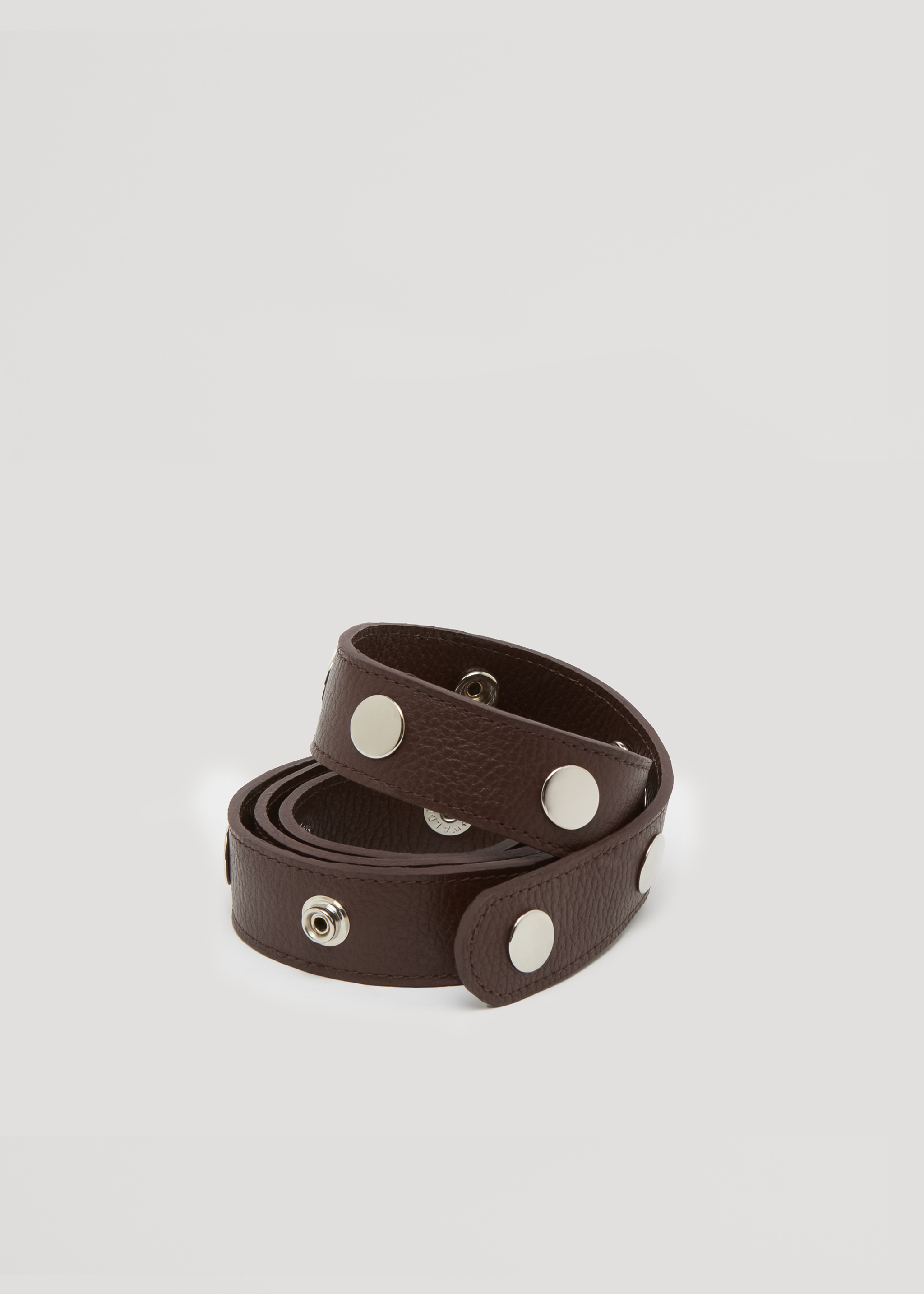 Adjustable Click Belt in Grained Leather - Brown